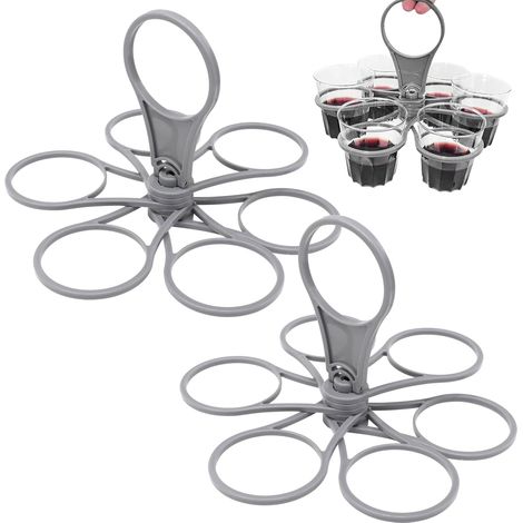 Juego de 2 portavasos plegables con asas – capacidad para 6 vasos, reutilizables – para festivales, conciertos, deportes