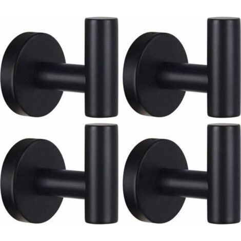 Crochet Porte-Serviettes Murale Salle de Bain - Support en Acier Inoxydable SUS 304 Noir Mat - Pour Serviette. Peignoir et Vêtements (1/5)