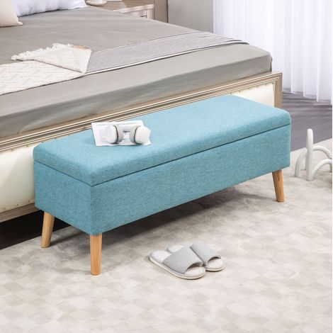 Siège salon rangement scandinave 110 bois bleu coffre OKMYHOME (1/5)