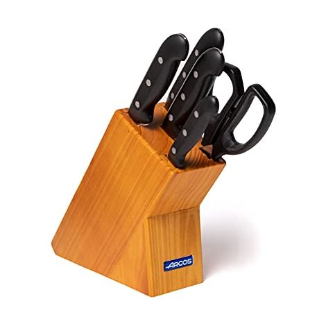 Set di 4 coltelli e forbici Arcos Maitre 152100 in acciaio inox Nitrum e mango polipropilene 5 pezzi confezione regalo in legno di pino (1/4)