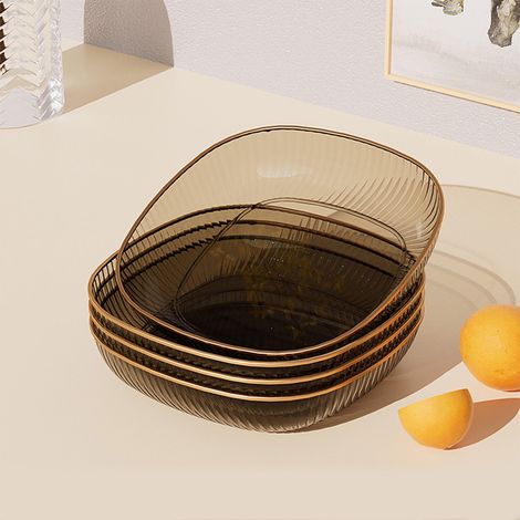 Assiettes Carrées Transparentes - En PET Alimentaire - Pour Apéritif Fruits Légumes Dessert - Lot de 4 - 15 x 15 cm (1/5)