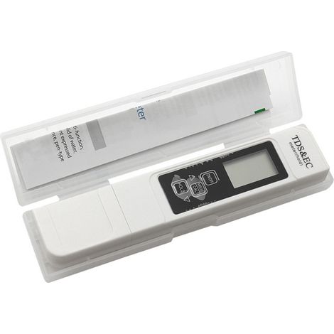 Testeur Eau - TDS EC Température 3-en-1 avec Écran LCD Rétroéclairé - Compensation Automatique de Température ATC 0,1-80 °C - Lecture Instantanée PPM - 1 Pièce
