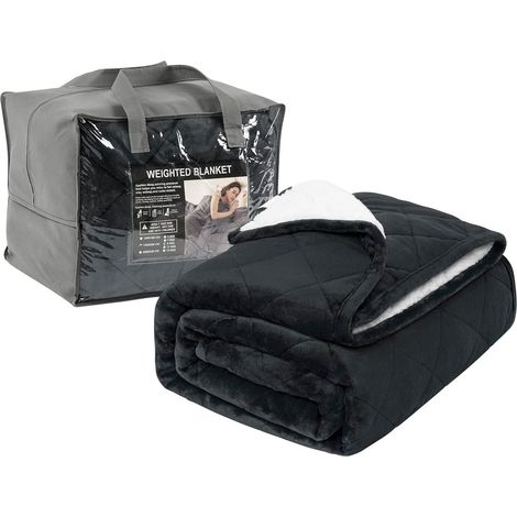 WOLTU Manta con Peso de 11 kg Manta Pesada Ansiedad para Adultos Manta Sofa Invierno 150x200 cm Manta Cama Suave de Franela Alivio de Estres Antracita