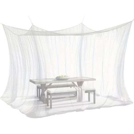 Moustiquaire rectangulaire de camping, abri anti‑moustiques pour pique‑nique et séjour extérieur, Composition : 1 pièce, dimensions : 300 cm × 300 cm × 250 cm, avec cordon noir de 16 m, Couleur : blan (1/5)