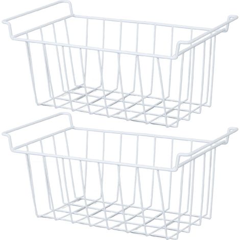 2 Stück Gefrierschrank-Aufbewahrungskorb aus Draht, Hängeregal aus Metall mit PE-Beschichtung, L 41,5 cm x B 24,5 cm x H 20 cm (1/5)