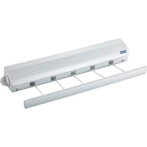 Etendoir Mural - Séchoir À Linge Extensible Jusqu'à 4,20 M - 5 Cordes - Intérieur Et Extérieur - Blanc - 7 x 7 x 47,5 Cm (1/3)