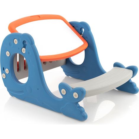 Set tavolo attività convertibile per bambini con lavagna cancellabile, Cavalletto multifunzionale Blu e Arancione (1/4)