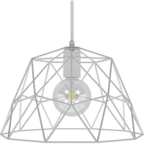 Lampada a sospensione Made in Italy completa di cavo tessile, paralume Dome e finiture in metallo Senza lampadina - Bianco - Matter ON/OFF (1/5)