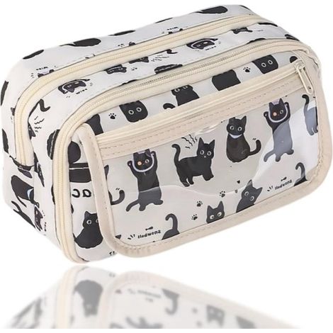 Portalápices Kawaii con diseño de gato, 9 compartimentos espaciosos, ideal para la escuela y la oficina, práctico y adorable (1/5)