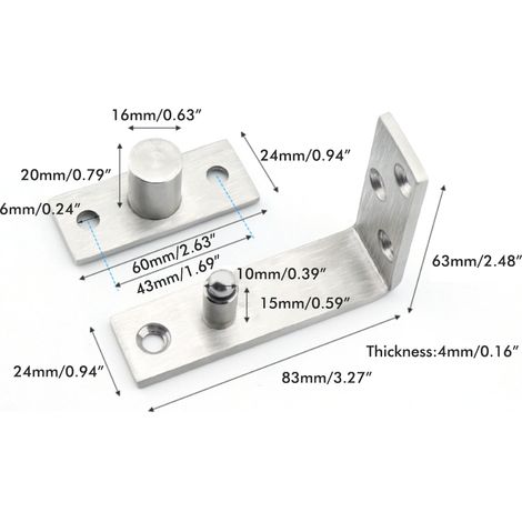 Charnières de porte invisibles en acier inoxydable avec rotation à 360° pour portes en bois, en aluminium et de meubles (1/5)