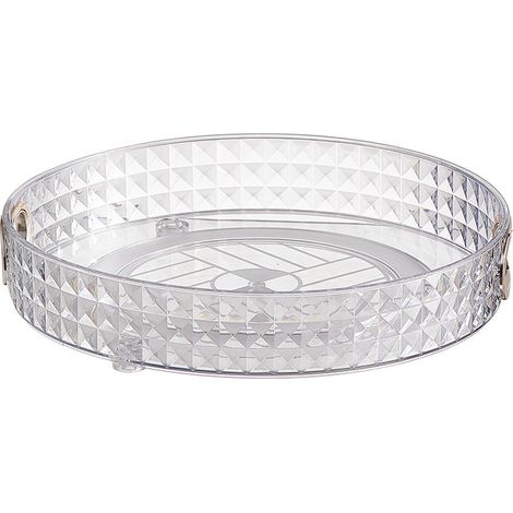 Support de stockage rotatif, support de stockage à plateau tournant pour cosmétiques, grand monocouche, blanc transparent (1/5)