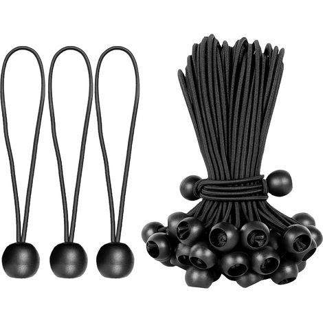 30 Pièces Tendeur Elastique avec Boule 15 cm, Attache Elastique avec Boule, Tendeur Bache Noir, Réutilisable Tendeurs Bache Piscine, pour Bâches, Rideaux, Affiches (1/5)