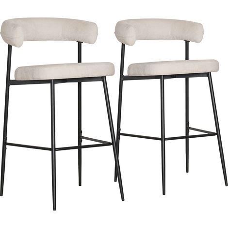Set di 2 sgabelli da bar in tessuto beige THEA