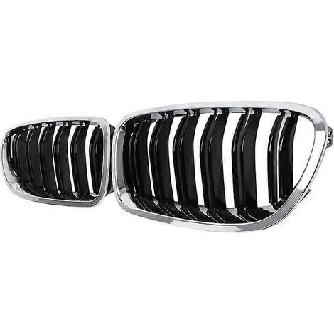 Calandre avant chromée et noire brillante à double lamelle pour BMW F10/F11 M5 535i 550i 528i 4 portes (1/4)