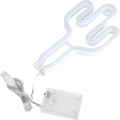 Lampe Néon Cactus Led Portable - Alimentation Usb Ou Pile - Décoration Murale Intérieure Pour Chambre Mariage Fête - 1 Pièce (1/5)