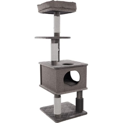 Arbre à chat Teor Gris 55 x 58 x H 142 cm pour chat - Flamingo (1/4)