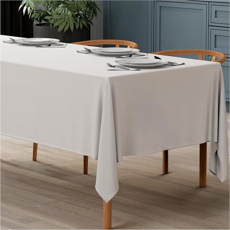 Nappe blanche, 90 x 135 cm — Imperméable et antitache — Tissu PVC lavable — Rectangulaire, élégante et résistante — Convient aux tables basses