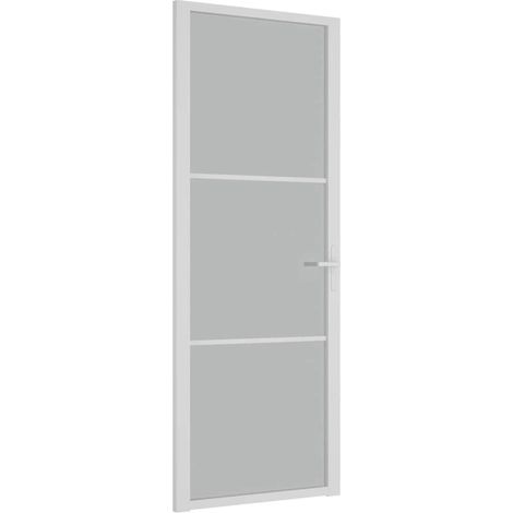 Porte intérieure,Porte d'entrée 76x201,5 cm Blanc Verre mat et aluminium CFW10333 (1/5)