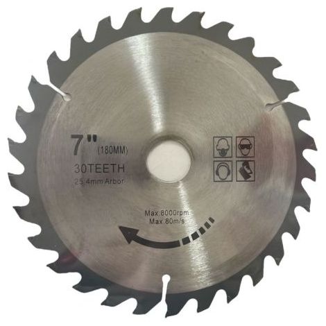 Disco lama ricambio per sega circolare per taglio legno 30 denti 7" 180mm 31598