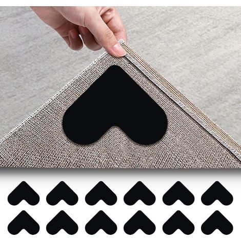 12 pegatinas con forma de corazón, de 9,5 x 7,5 cm, lavables, que no se deforman, para alfombras, suelos de parqué o moquetas.