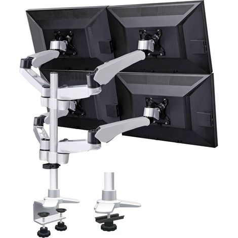 SpeaKa Professional SP-3957076 Flex 4 vie Supporto da tavolo per monitor 25,4 cm (10) - 68,6 cm (27) Nero, Argento Re (1/5)
