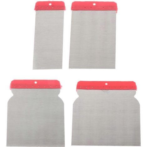 Spatule à mastic, ensemble de 4 outils manuels pour le rebouchage des murs avec poignée ergonomique en acier inoxydable (1/4)