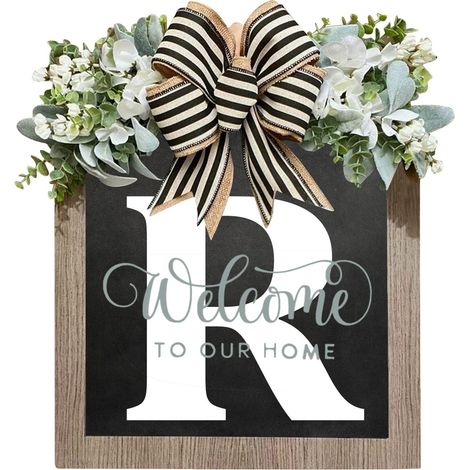 Guirlande Porte D'Entrée - Bois - Prénom Ou Nom De Famille Personnalisable - Décor Intérieur Et Extérieur Toute L'Année - 40 Cm (1/4)