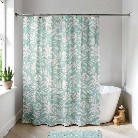 Cortina de ducha peva 180x180 cm + 12 anillas blancas - mia - Tendance