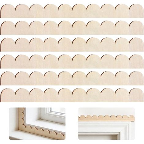 Marco de madera en forma de abanico，Decoración de marco de madera，Listones de madera decorativos，6 piezas，404 cm，madera (1/5)
