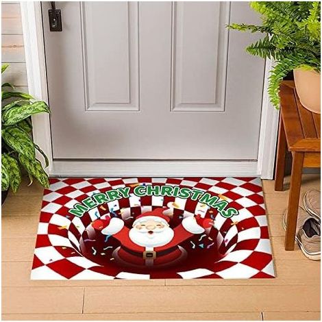 Felpudo navideño, felpudo navideño, felpudo de 40x60 cm, felpudo de entrada para el hogar, estampado navideño, decoración navideña para interiores, entrada, baño, dormitorio, cocina, sala de estar (C) (1/4)