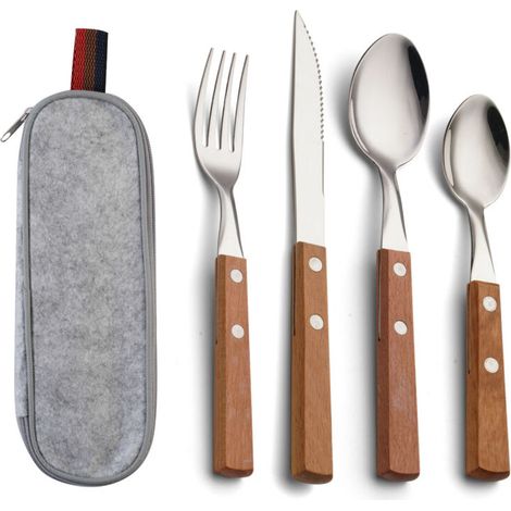 Couverts Portables - Ensemble 4 Pièces En Acier Inoxydable Avec Boîte De Transport - Pour Maison Camping Restaurant Voyage - 1 Lot (1/5)