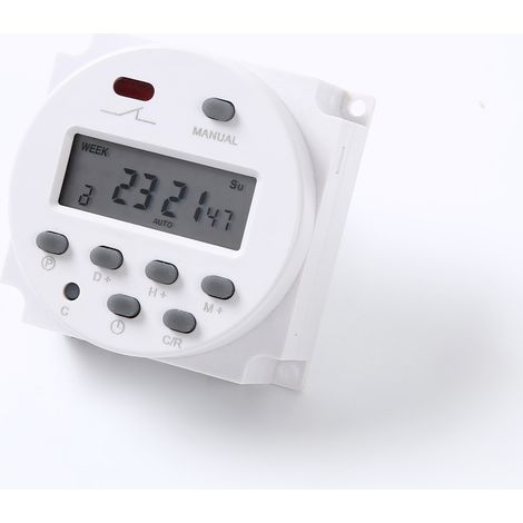 Interruttore con orologio programmabile da 2 pezzi, timer modulare, con timer programmabile e schermo digitale LCD, presa per timer programmabile, 8 morsetti, CN 101A, 12 V CC 16 A (1/4)