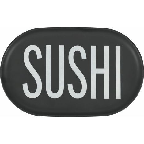 Assiette à sushi en grès, 24 x 15,3 cm, avec inscription, noir