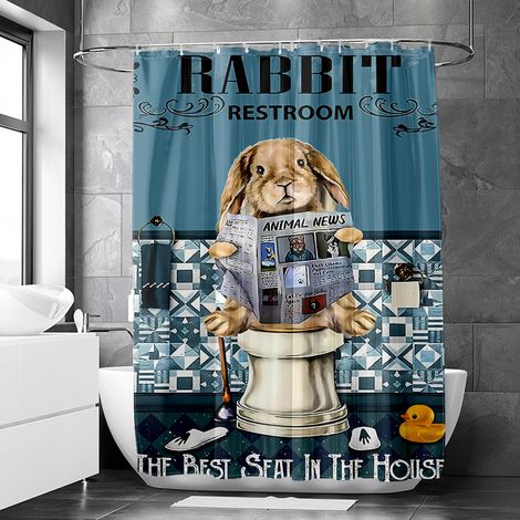 Rideau de douche motif animaux vintage baignoire décor, polyester imperméable, 90x180 cm (1/5)