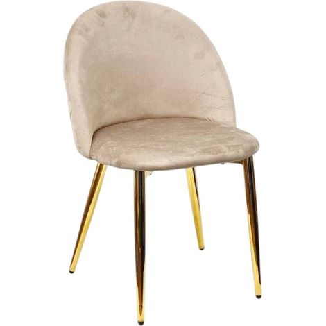 Sedia Velvet in Velluto Tortora Gambe Oro