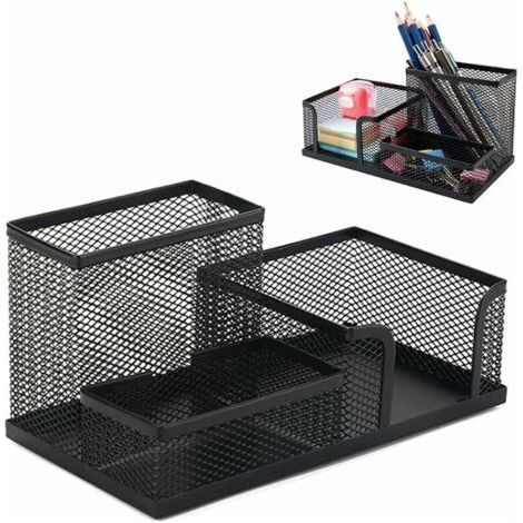 Desk Organizer with 3 Compartments, Metal Pencil Holder Space Saving Metal Table Organizer (1/4)