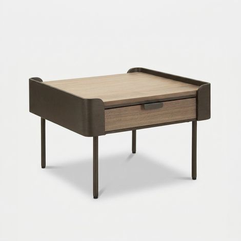 Table basse Toronto carrée bois et métal 2 tiroirs (1/5)