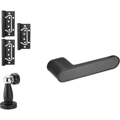 Poignée de porte intérieur, ensemble de poignées de porte D.50 mm, Aluminium, noir. (1/4)