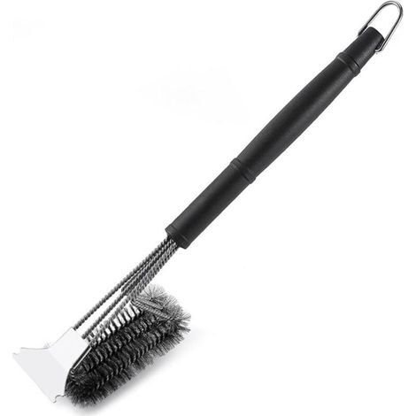 BBQ Brush, BBQ Brush, 3-in-1 BBQ Cleaning Brush with Scraper, BBQ Brushes with Heat-Insulated PP Handle, Anti-Scald Safety for Grilling and Picnics (1/5)