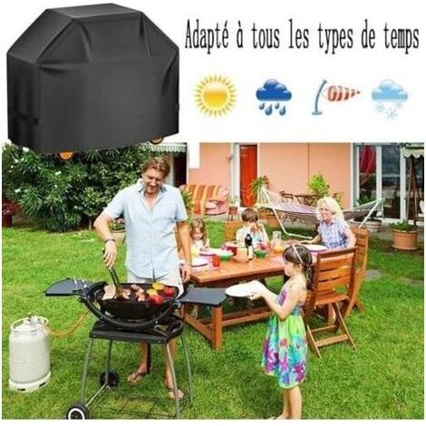 Housse Barbecue Exterieur , Bâche Résistante de 210D Oxford Protection BBQ à Gaz , Housse Plancha Imperméable , Protection UV , Coupe-Vent , Anti-poussière (145x61x117cm Noir) (1/3)