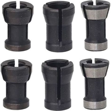 Tête de mandrin HSS pour défonceuse – Lot de 6 pinces de serrage 6/6.35/8mm – Acier rapide – Serrage stable pour gravure et menuiserie (1/5)