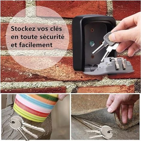Boîte à clés de sécurité, boîte à clés murale grise avec code à 4 chiffres, boîte de rangement sécurisée pour porte-clés pour maison, garage, école (1/4)