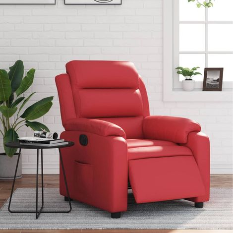 Fauteuil inclinable électrique-Chaise de relaxation-Fauteuil Relax Rouge Similicuir 410172 (1/5)