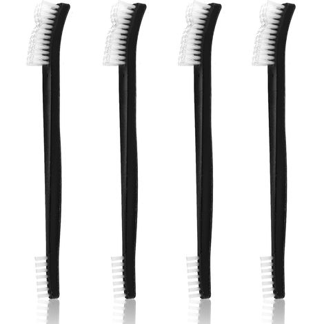 Juego de 4 cepillos de limpieza de nailon de doble cara - Cerdas rígidas - Mini cepillo de plástico multiusos - Cepillo pequeño de precisión para juntas de fregaderos de cocina y baños (1/5)