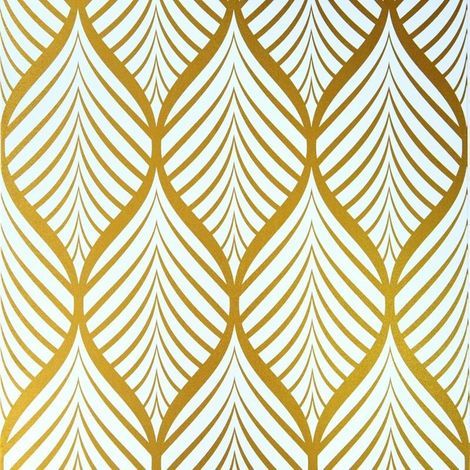 Papier peint géométrique jaune et blanc – Minimaliste moderne – Film vinyle autocollant imperméable – Dimensions 44,5x600cm pour salle de bain et salon (1/5)