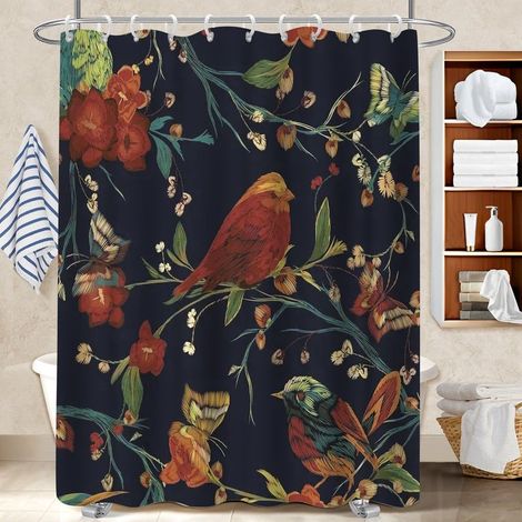 Kit rideau de douche en polyester 180x180 design bâche polyester douche pour un printemps fleuri dans la salle de bain (1/5)