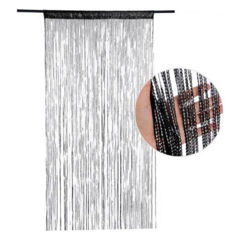 (Black) Door Curtain, Decorative Silver Metal Wire Curtain 100x200cm Wall Panel Window Door Bedroom Tassel, Perfect for Wire Door Curtain, Mosquito Net (1/5)