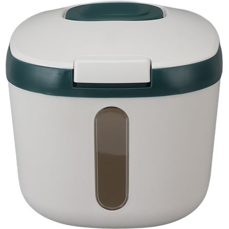 Boîte à riz hermétique, anti-insectes et inodore avec fenêtre transparente pour céréales, sucre et farine, couleur verte, taille M (10 kg/22 lb) (1/5)