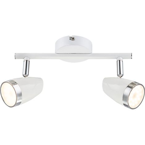 Faretto da soffitto a LED 8 watt lampada da soggiorno mobile in metallo bianco cromato anello Globo 56109-2