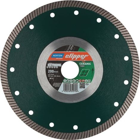 Norton – Disque diamanté 200 mm – Pour coupe céramique, marbre et granit – Jante continue pour coupe rapide – Compatible machines portatives (1/6)